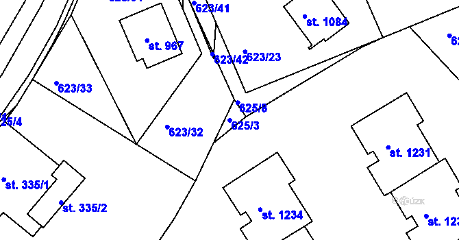 Parcela st. 625/3 v KÚ Slavičín, Katastrální mapa
