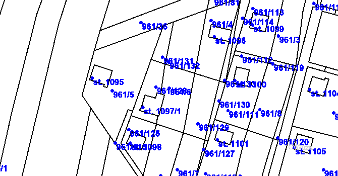 Parcela st. 961/6 v KÚ Slavičín, Katastrální mapa