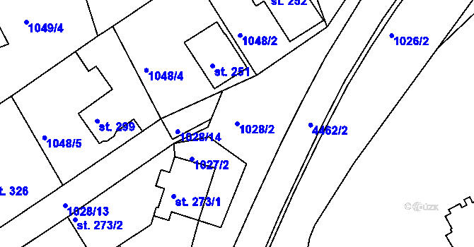 Parcela st. 1028/2 v KÚ Slavičín, Katastrální mapa
