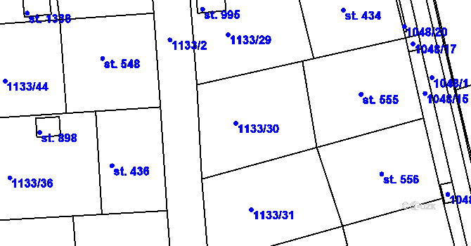 Parcela st. 1133/30 v KÚ Slavičín, Katastrální mapa