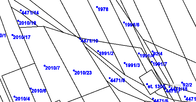 Parcela st. 1991/2 v KÚ Slavičín, Katastrální mapa