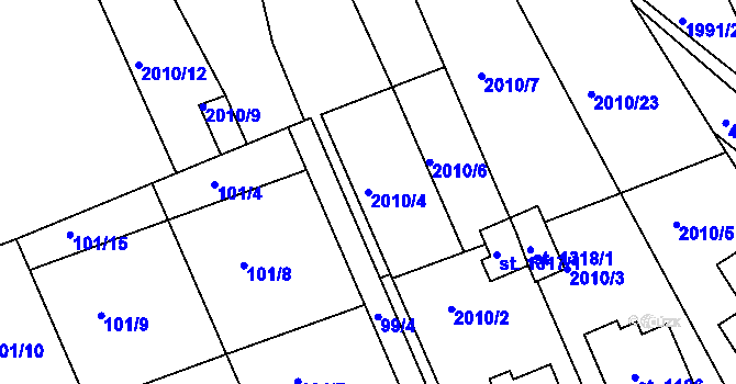 Parcela st. 2010/4 v KÚ Slavičín, Katastrální mapa