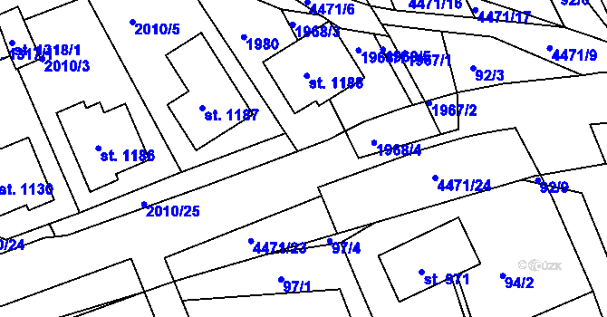 Parcela st. 2010/22 v KÚ Slavičín, Katastrální mapa