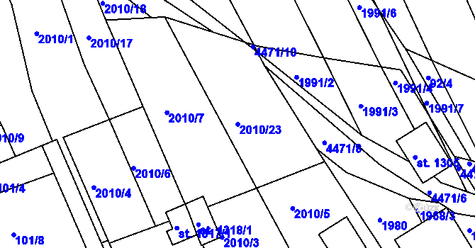 Parcela st. 2010/23 v KÚ Slavičín, Katastrální mapa