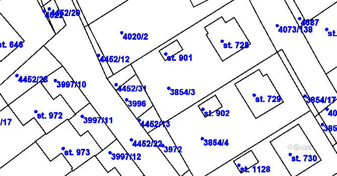 Parcela st. 3854/3 v KÚ Slavičín, Katastrální mapa
