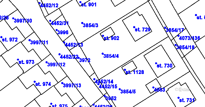 Parcela st. 3854/4 v KÚ Slavičín, Katastrální mapa