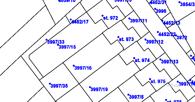 Parcela st. 3997/3 v KÚ Slavičín, Katastrální mapa