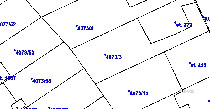 Parcela st. 4073/3 v KÚ Slavičín, Katastrální mapa