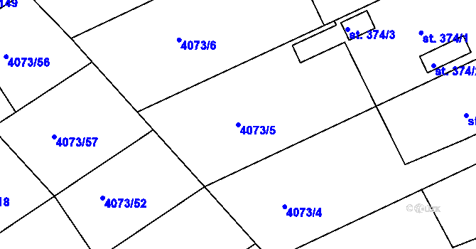 Parcela st. 4073/5 v KÚ Slavičín, Katastrální mapa