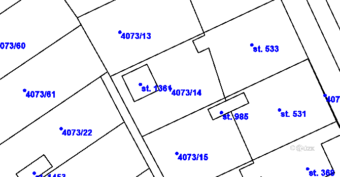 Parcela st. 4073/14 v KÚ Slavičín, Katastrální mapa