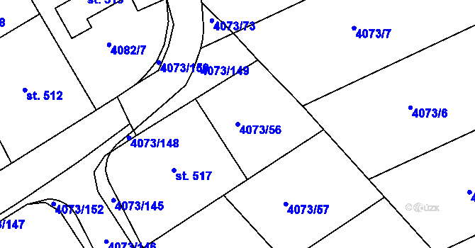 Parcela st. 4073/56 v KÚ Slavičín, Katastrální mapa