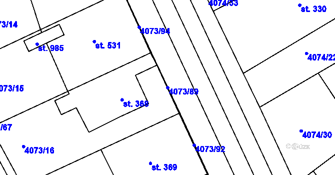 Parcela st. 4073/89 v KÚ Slavičín, Katastrální mapa