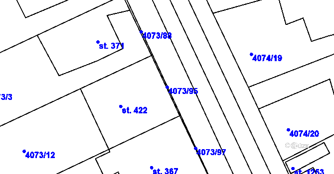 Parcela st. 4073/95 v KÚ Slavičín, Katastrální mapa