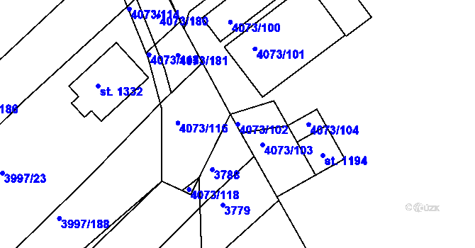 Parcela st. 4073/102 v KÚ Slavičín, Katastrální mapa