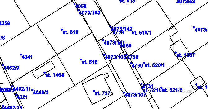 Parcela st. 4073/106 v KÚ Slavičín, Katastrální mapa
