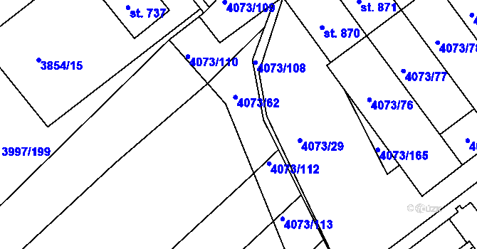 Parcela st. 4073/111 v KÚ Slavičín, Katastrální mapa