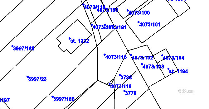 Parcela st. 4073/116 v KÚ Slavičín, Katastrální mapa
