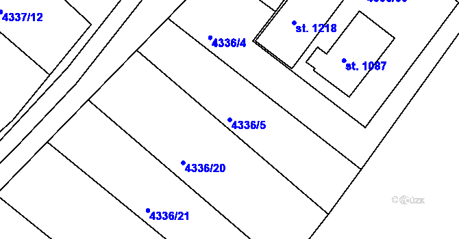 Parcela st. 4336/5 v KÚ Slavičín, Katastrální mapa