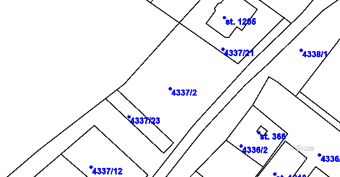 Parcela st. 4337/2 v KÚ Slavičín, Katastrální mapa