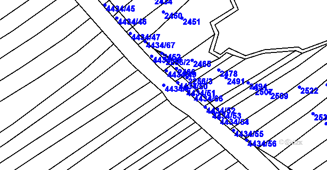 Parcela st. 4434/1 v KÚ Slavičín, Katastrální mapa