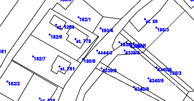 Parcela st. 4444/3 v KÚ Slavičín, Katastrální mapa