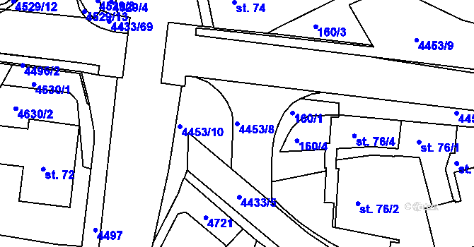 Parcela st. 4453/8 v KÚ Slavičín, Katastrální mapa