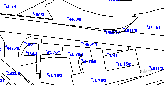 Parcela st. 4453/11 v KÚ Slavičín, Katastrální mapa