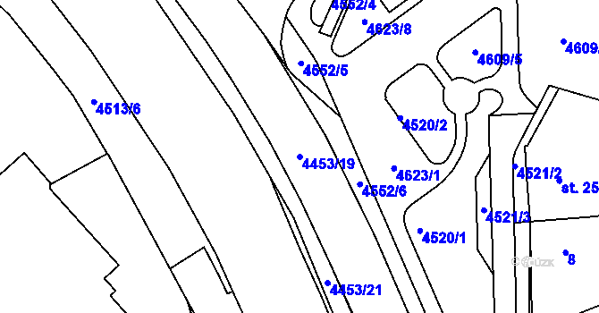 Parcela st. 4453/19 v KÚ Slavičín, Katastrální mapa