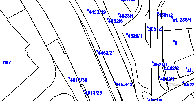 Parcela st. 4453/21 v KÚ Slavičín, Katastrální mapa