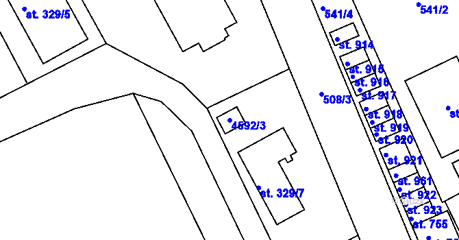 Parcela st. 4592/3 v KÚ Slavičín, Katastrální mapa