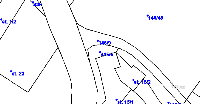 Parcela st. 415/6 v KÚ Okrašovice, Katastrální mapa