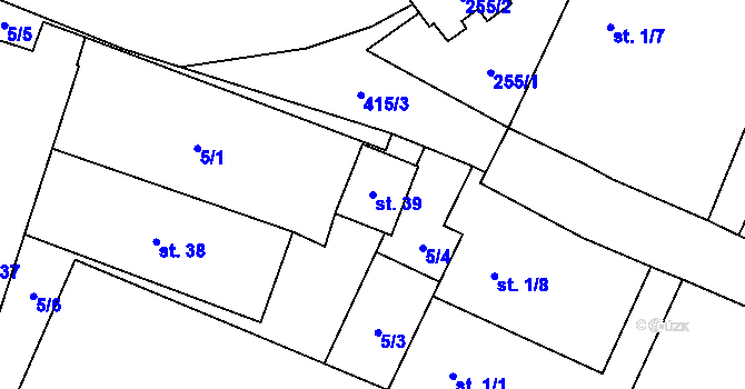 Parcela st. 39 v KÚ Okrašovice, Katastrální mapa