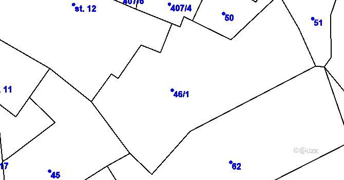 Parcela st. 46/1 v KÚ Okrašovice, Katastrální mapa