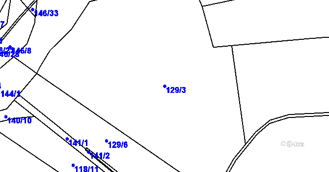 Parcela st. 129/3 v KÚ Okrašovice, Katastrální mapa