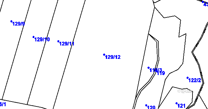 Parcela st. 129/12 v KÚ Okrašovice, Katastrální mapa