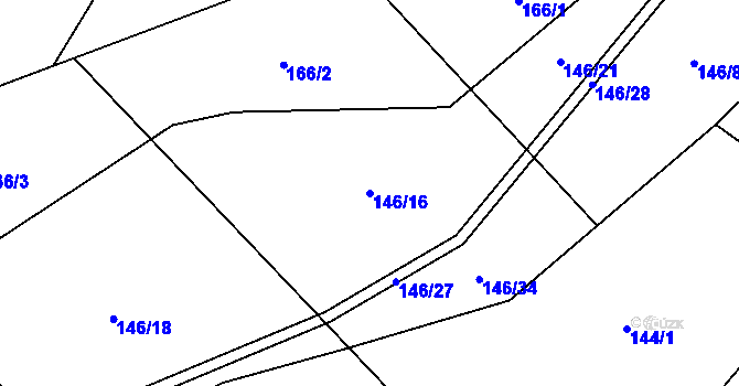 Parcela st. 146/16 v KÚ Okrašovice, Katastrální mapa