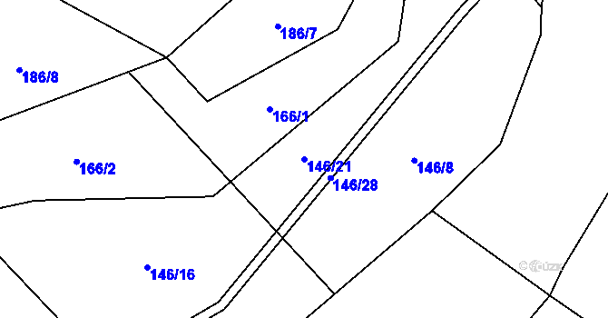 Parcela st. 146/21 v KÚ Okrašovice, Katastrální mapa