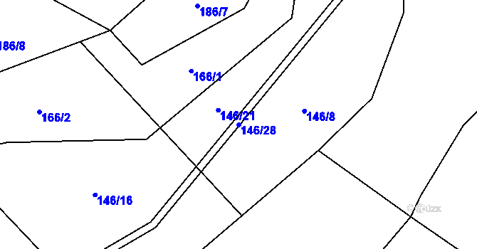Parcela st. 146/28 v KÚ Okrašovice, Katastrální mapa