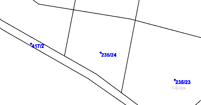 Parcela st. 235/24 v KÚ Okrašovice, Katastrální mapa