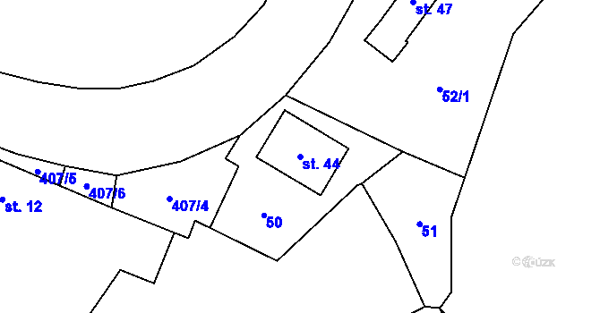 Parcela st. 44 v KÚ Okrašovice, Katastrální mapa