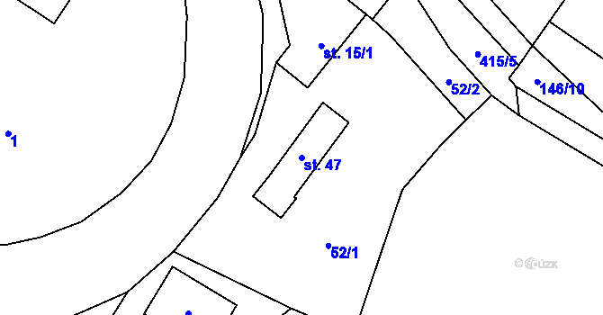 Parcela st. 47 v KÚ Okrašovice, Katastrální mapa