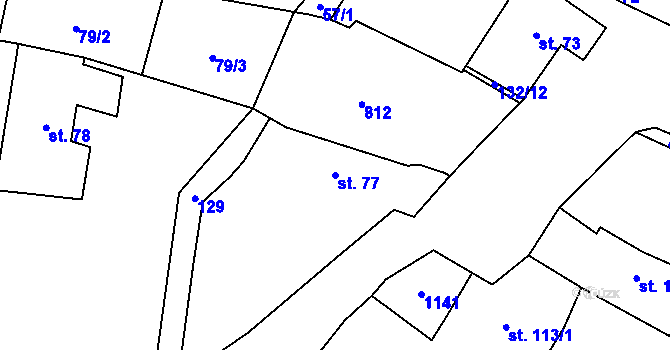 Parcela st. 77 v KÚ Slavičky, Katastrální mapa