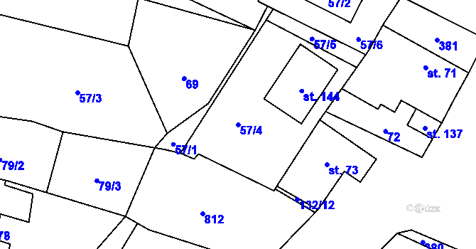 Parcela st. 57/4 v KÚ Slavičky, Katastrální mapa