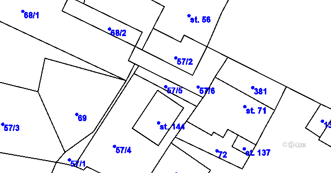 Parcela st. 57/5 v KÚ Slavičky, Katastrální mapa