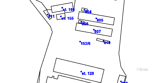 Parcela st. 152/6 v KÚ Slavičky, Katastrální mapa