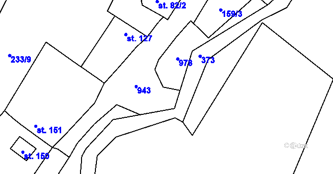 Parcela st. 159/1 v KÚ Slavičky, Katastrální mapa