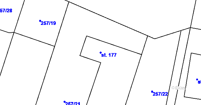 Parcela st. 177 v KÚ Slavičky, Katastrální mapa