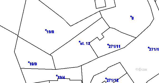 Parcela st. 12 v KÚ Dolní Vestec, Katastrální mapa