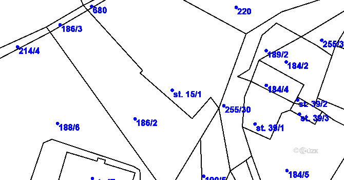 Parcela st. 15/1 v KÚ Dolní Vestec, Katastrální mapa