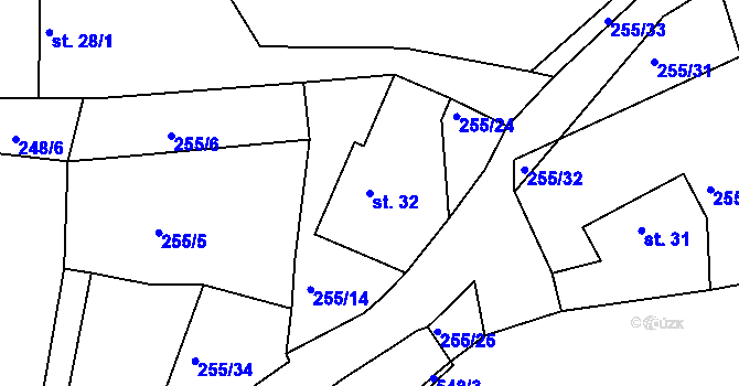 Parcela st. 32 v KÚ Dolní Vestec, Katastrální mapa